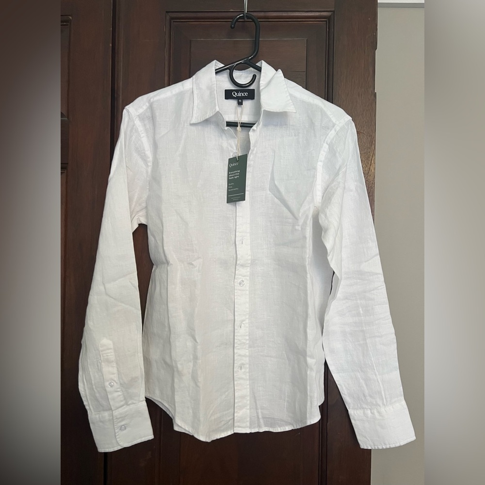 NWT 100% Linen Quince Men’s Long Sleeve Shirt - White - Small